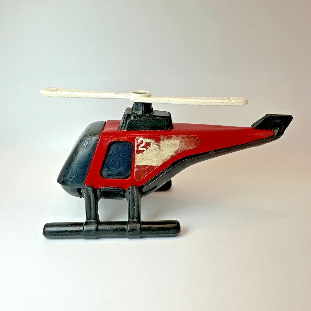Vintage 1985 Tonka Fire Rescue Helicopter #23 Diecast Red Black Fire Dept Toy